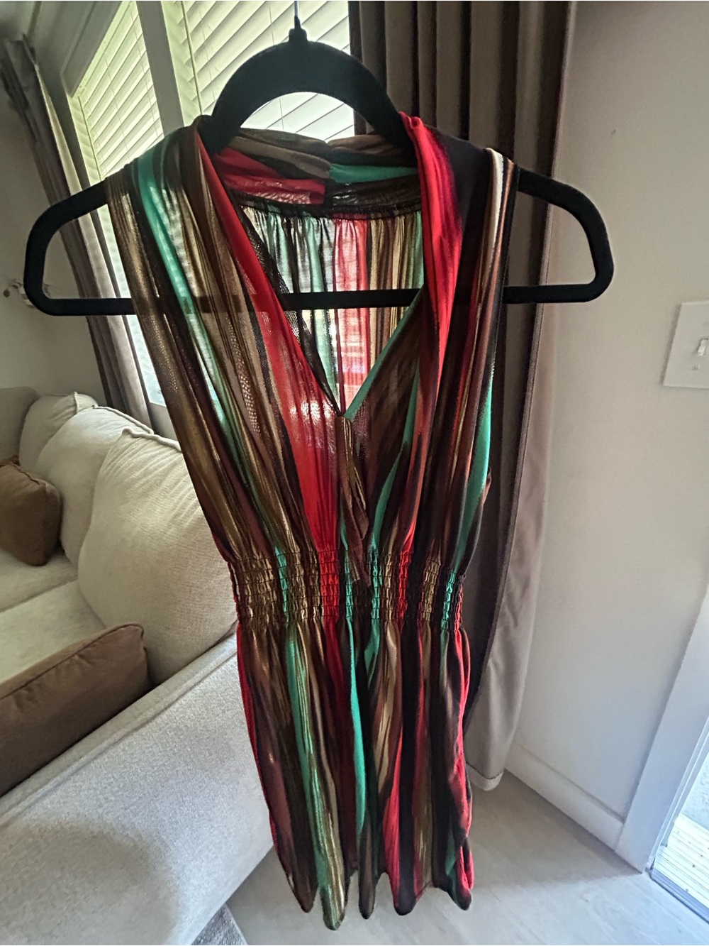 Sleeveless Multicolor Striped V-Neck Women’s Dress